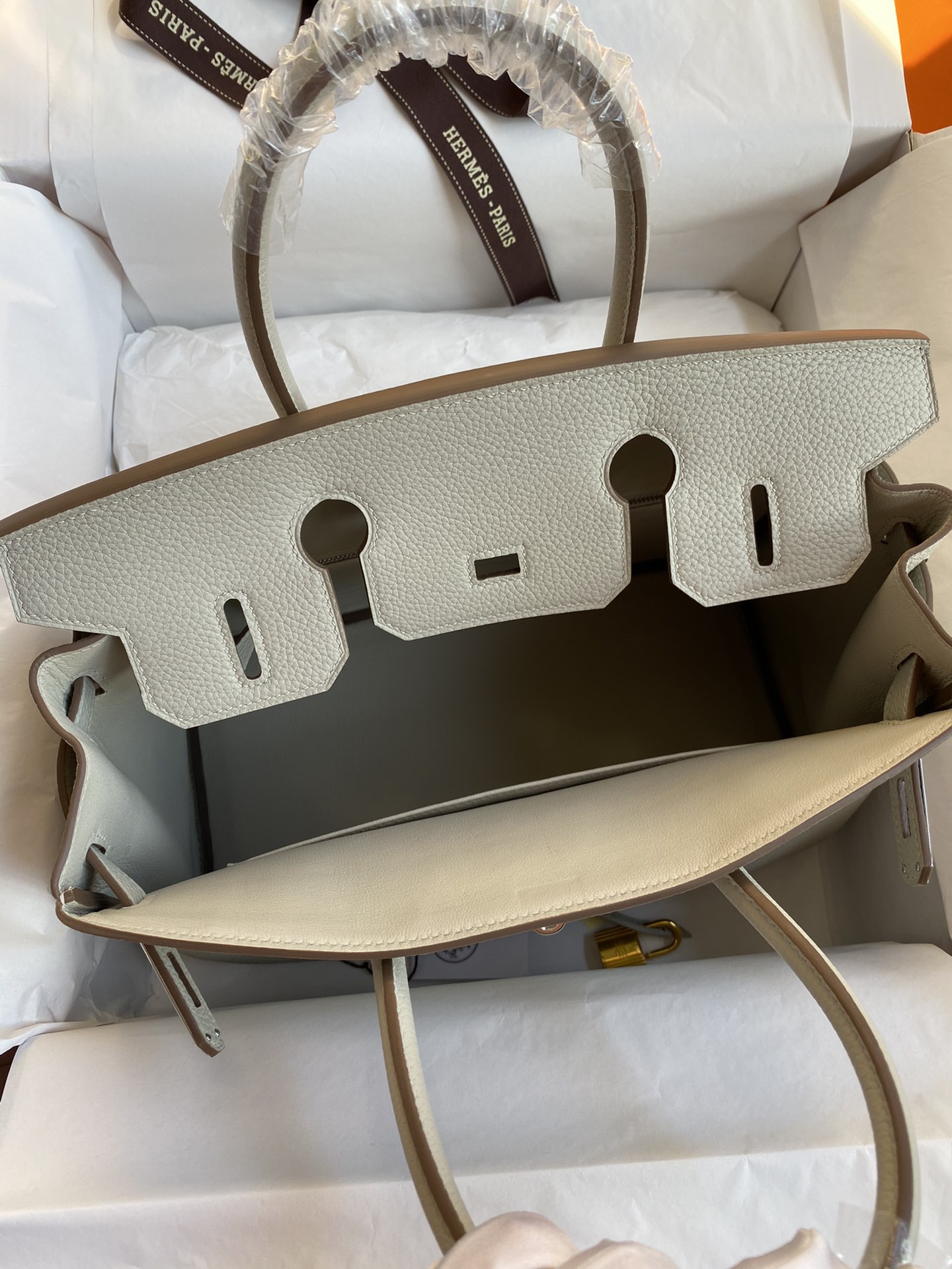 Hermes Birkin 30CM Togo Leather Handbag Pearl Gray